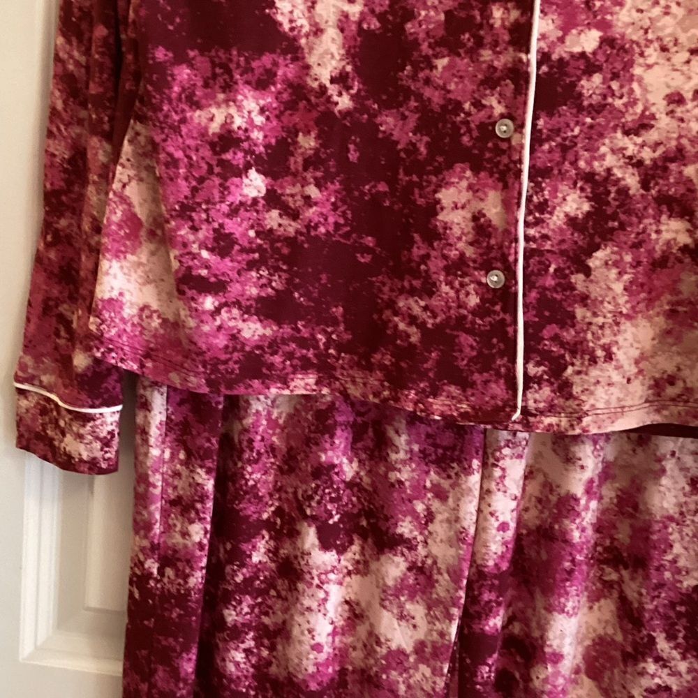 NWT JENNI brand/Macy’s women’s two-piece pajama set pink and wines size XS S M - Picture 10 of 16